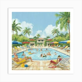 Summertime Swimming Pool Art Print 10 Art Print