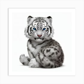 White Tiger Cub Art Print