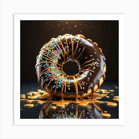 Donut On A Black Background 1 Art Print