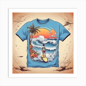 Surfer On The Beach 2 Art Print