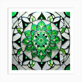 Stained Glass Flower Mandala Art Print