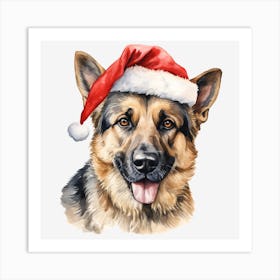 German Shepherd Santa Hat 1 Art Print