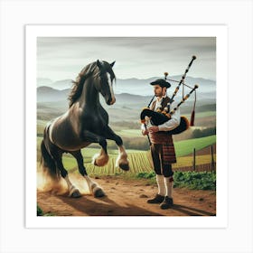 Horse And Bagpipes Art Print