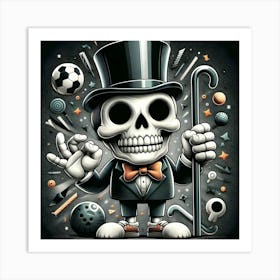 Skeleton In Top Hat 13 Art Print