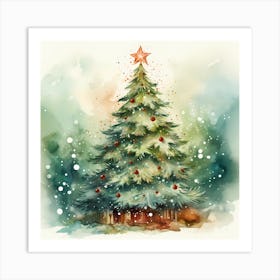 Watercolour Elegance of Christmas Art Print