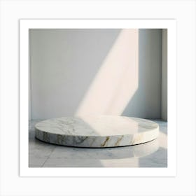 Round Marble Table In A Room Art Print