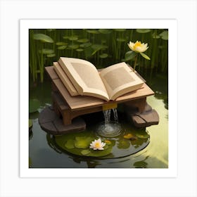 Book On A Pond Art Print