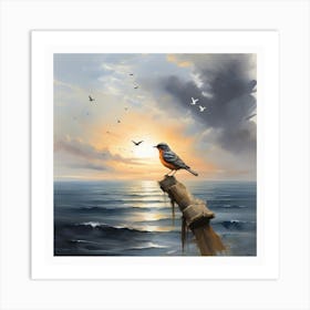 Bird On A Post Art Print