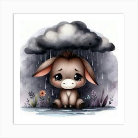 Donkey In The Rain 2 Art Print