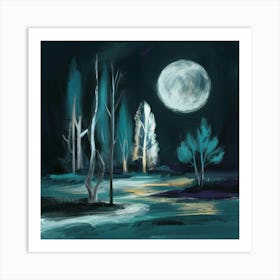 Moonlight In The Forest 5 Art Print