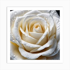White Rose With Water Droplets 5 Art Print