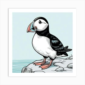 Line Art puffin Art Print