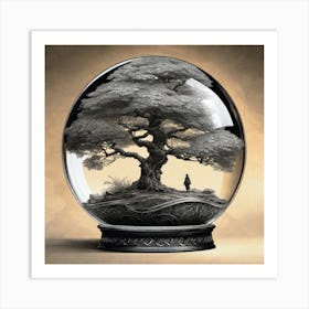 Bonsai Tree In A Snow Globe Art Print