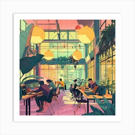 Illustration Of An Office 2 Art Print