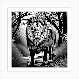 Lion In The Forest 32 Art Print