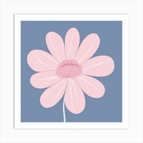 A White And Pink Flower In Minimalist Style Square Composition 49 Art Print