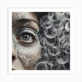 Woman'S Face With Bubbles Art Print