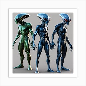 Alien Avengers 3/4 (space visitor super hero creature invasion movie figure comic sci-fi) Art Print