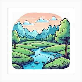 Cartoon Landscape 8 Art Print