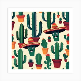 Mexican Cactus Pattern 1 Art Print