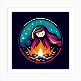 Girl With A Campfire Art Print