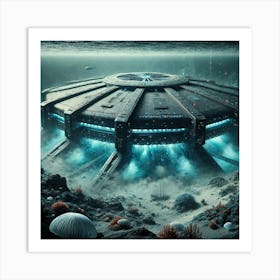 A High Tech Sci Fi Scene Depicting The Oceanic Tem Art Print