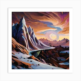 Sunset In The Mountains Art Print