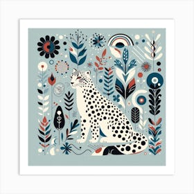 Scandinavian style, Snow leopard 2 Art Print