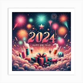 Happy New Year 2024 4 Art Print