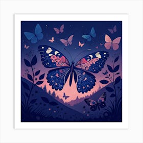 Butterfly Night Sky Art Print