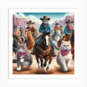 Cowboy Cats 3 Art Print