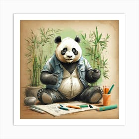 Panda Drawing Art Print