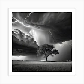 Lightning Over A Tree 3 Art Print