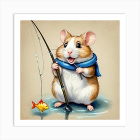 Hamster Fishing 17 Art Print