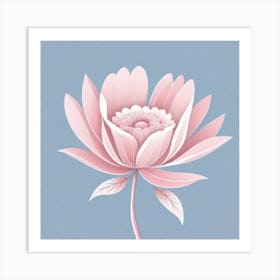 A White And Pink Flower In Minimalist Style Square Composition 297 Art Print