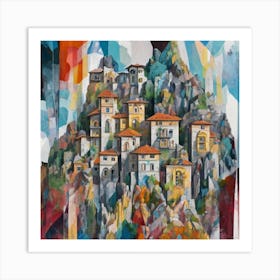 Village On Top Of A Mountain Art Print