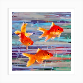 Whimsical Goldfish Abstract Art Print