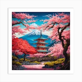 Japanese Sakura In Mountain 17 Art Print