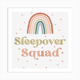 Birthday Boho Rainbow Sleepover Squad Pajamas For Girls Art Print