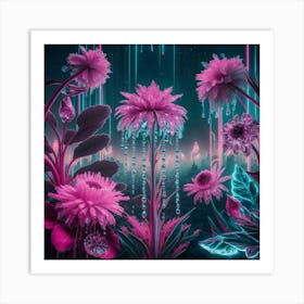 Flowers In The Rain Art Print