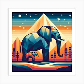 The Wise Ones Elephants In The Mountains Art Print