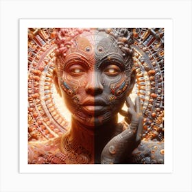 Symbiosis Woman With Futuristic Face Art Print