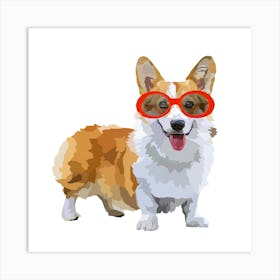 Corgi Wearing Glasses Art Print