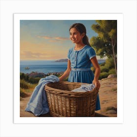 Little Girl With Basket Art Print