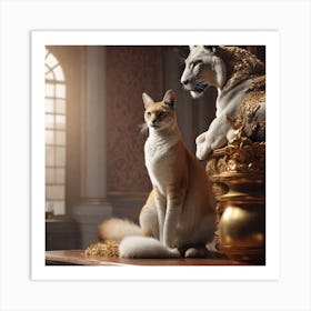 Cat And Lion Art Print