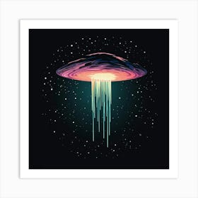 Spaceship In The Dark Space And Stars Poster