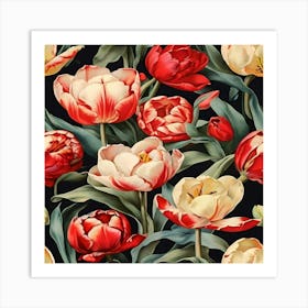 Tulips Seamless Pattern Art Print