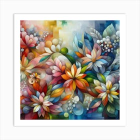 Flowers oil painting abstract painting art 12 Art Print