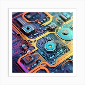 Close Up Of Electronic Circuit Board Art Print