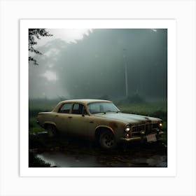 Old Car In The Fog 5 Art Print